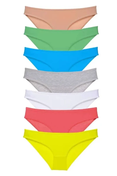 7 adet Süper Eko Set Likralı Kadın Slip Külot Çok Renkli mudanis ürün görseli 1