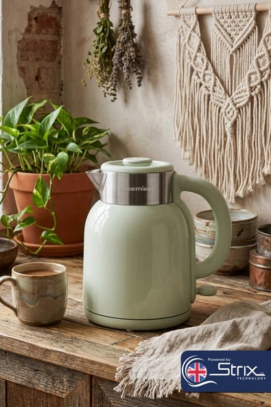 Premier PRK 2515 Paslanmaz Çelik Hazneli Su Isıtıcısı Cool Touch Kettle - Yeşil ürün görseli 1