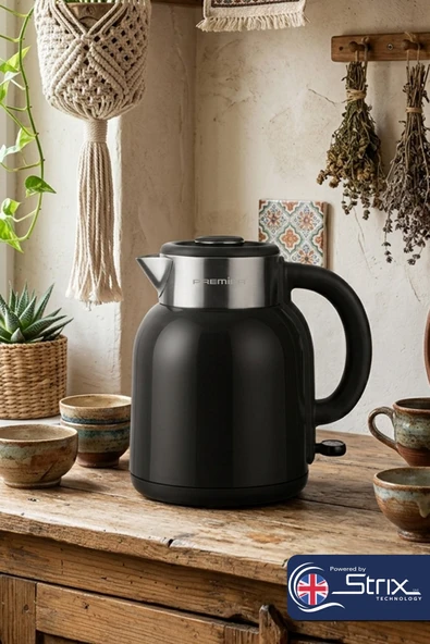 Premier PRK 2515 Paslanmaz Çelik Hazneli Su Isıtıcısı Cool Touch Kettle - Siyah ürün görseli 1