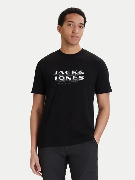 Jack&Jones 12289880 0 Yaka Erkek Tshirt - Siyah ürün görseli 1