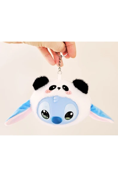Stitch Beyaz Siyah Renk Kulaklı Bozuk Para Cüzdanı Anahtarlık – Figürlü Peluş A Plus Kalite Beyaz ürün görseli 1