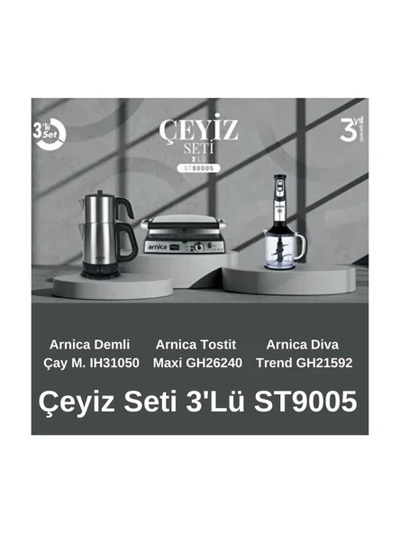 Arnica ST90005 3'lü Inox Elektronik Çeyiz Seti ürün görseli 1