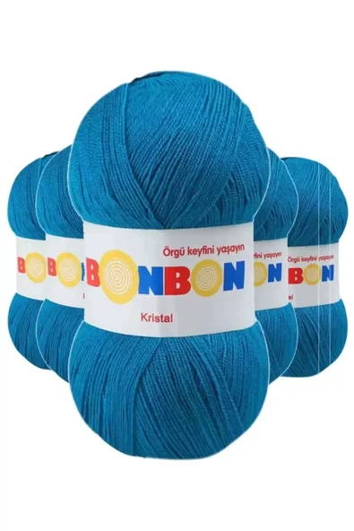 5 Adet Kristal El Örgü Lif İpi Koyu Mavi 98685 - bonbon mudanis ürün görseli 1