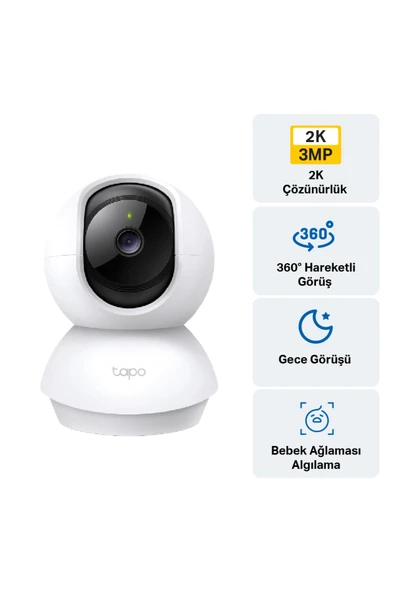 Tapo TC71, 2K 3MP, Çift Yönlü Ses, Bulut/SD Kart Depolama Akıllı Wi-Fi Güvenlik Kamerası ürün görseli 1
