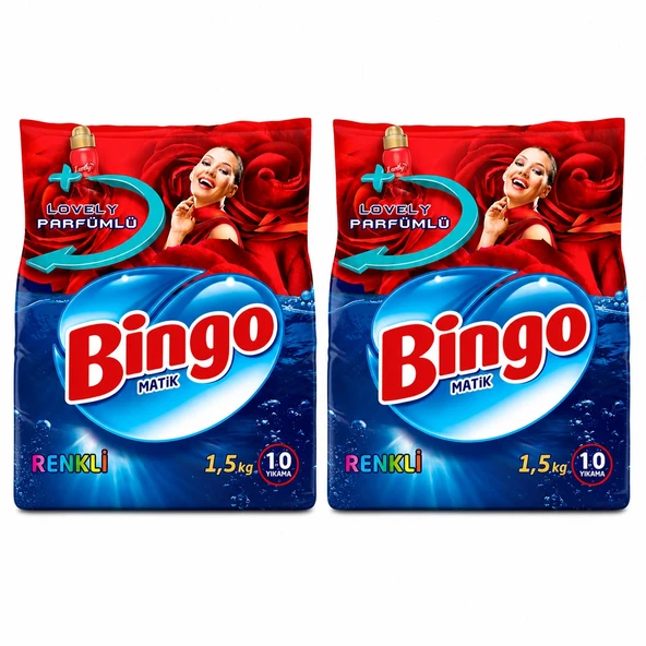 Bingo Matik Toz Çamaşır Deterjanı Renkliler 1.5 Kg x 2 Adet ürün görseli 1