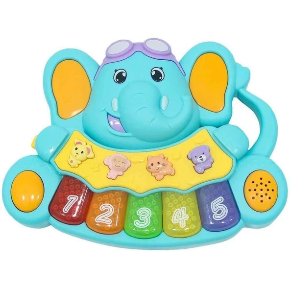 Minibo Sesli ve Işıklı Piyanolu Fil S00005209 Mavi ürün görseli 1