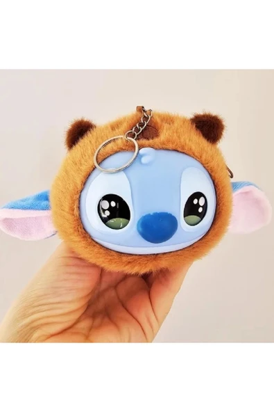 Stitch Kahverengi Kulaklı Bozuk Para Cüzdanı Anahtarlık – Figürlü Peluş A Plus Kalite Kahverengi ürün görseli 1