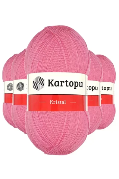 5 Adet Kristal Çift Katlı El Örgü Lif İpi Koyu Pembe K1790 - kartopu mudanis ürün görseli 1