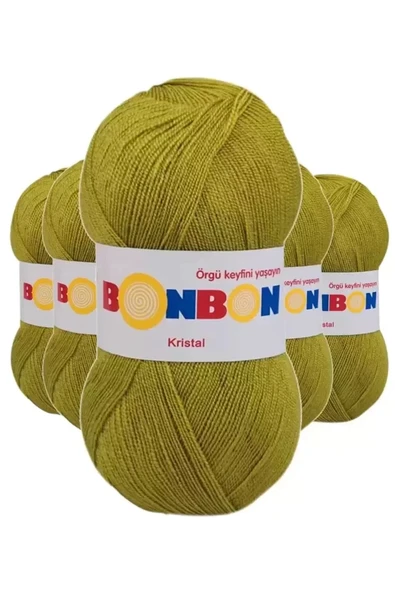 5 Adet Kristal El Örgü Lif İpi Çimen Yeşili 98229 - bonbon mudanis ürün görseli 1