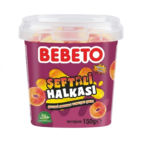 Bebeto Şeftali Halka Yumuşak Şeker 150 g Kova ürün görseli 1