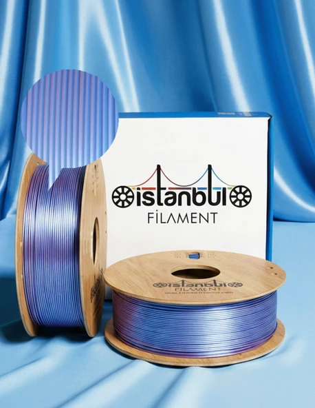 İSTANBUL FİLAMENT 3D Baskı PLA+Silk Filament Çift Renk Mavi Pembe 1 kg  1,75MM 0,05 mm Bambu Lab Uyumlu ürün görseli 1