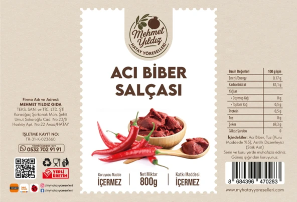 Acı Biber Salçası 800g - Resim 2