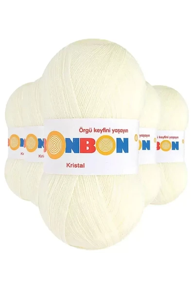 5 Adet Kristal El Örgü Lif İpi Açık Krem 98223 - bonbon mudanis ürün görseli 1