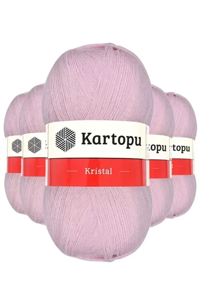 5 Adet Kristal Çift Katlı El Örgü Lif İpi Açık Pembe K699 - kartopu mudanis ürün görseli 1