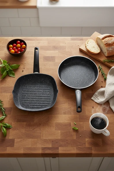 Bernardo Carolin  2 Parça Grill Tava Seti Gri ( 26 Cm -28 Cm) ürün görseli 1