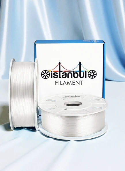 İSTANBUL FİLAMENT 3D Baskı PLA Silk+ İnci Beyaz Parlak Filament 1 Kg 1,75mm 0,05 Mm ürün görseli 1