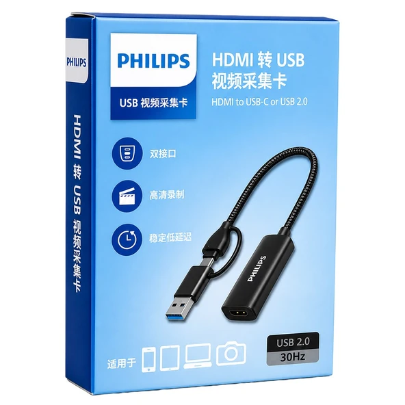 Philips SWR1650F/93 HDMI To USB-C / USB 2.0 Full HD Görüntü Yakalama Kartı (Video Capture Card) ürün görseli 1