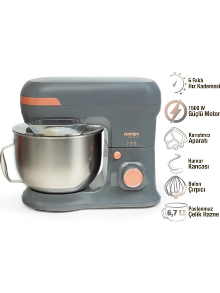 Fantom Nfest Hm 1500 Stand Mixer Antrasit ürün görseli 1
