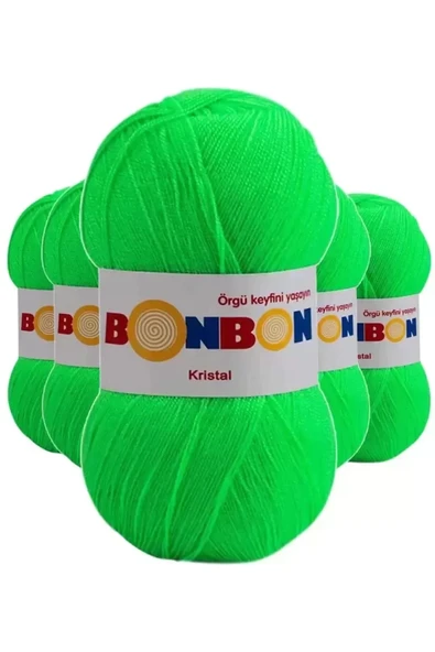 5 Adet Kristal El Örgü Lif İpi Fıstık Yeşili 98395 - bonbon mudanis ürün görseli 1