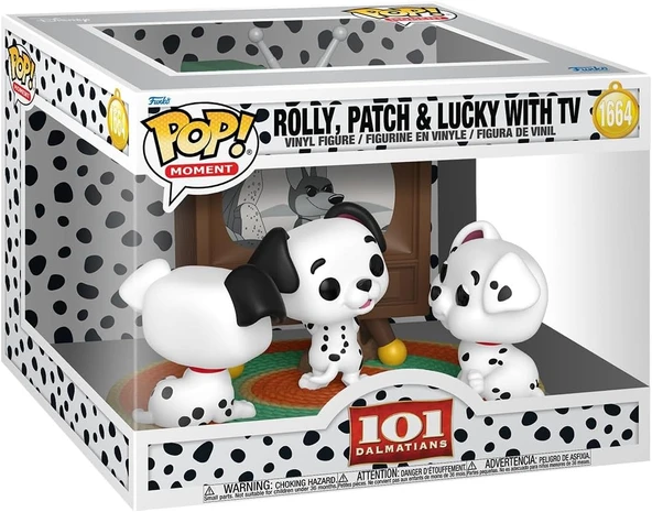 Funko Pop! Moments: Disney - 101 Dalmaçyalı - Rolly, Patch & Lucky With Tv - Koleksiyon Vinil Figür ürün görseli 1