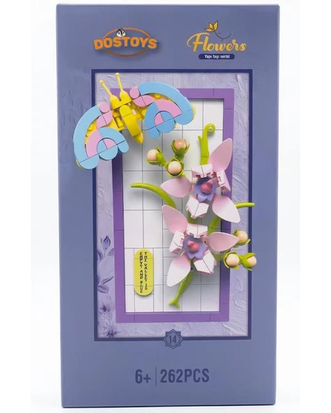 Dostoys Yapı Bloklu Çerçeveli Orkide Çiçeği Ve Güve 262 Parça ürün görseli 1