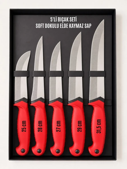 Ergonomik Soft Kaydırmaz Saplı-5'li Bıçak Seti ürün görseli 1