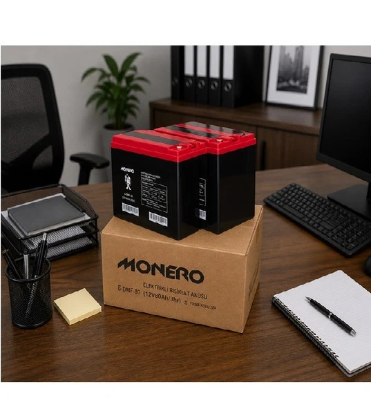 MONERO 12V-80 AMPER 2 Lİ PAKET (45 AMPER EBATLARINDA) ELEKRİKLİ BİSİKLET AKÜSÜ EBATLAR: 223x121x174mm ürün görseli 1