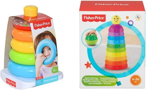 Fisher Price Renkli Halkalar Ve Numaralı Kaplar Eğlenceli Oyuncak Seti ürün görseli 1