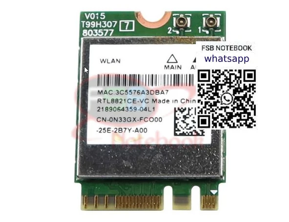 Dell Inspiron 15 3510 3511 3515 3520 3521 3525 Vostro 3510 3511 3515 3520 3521 3525 P112F Orijinal Wireless Kart 0N33GX Realtek RTL8821CE ürün görseli 1