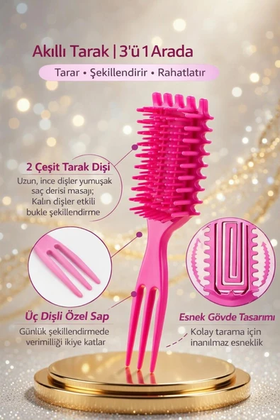 Akıllı Fırça 3 İn 1 Saç Fırçası Kıvırcık Saç Belirginleştirici Bukle Tarak ürün görseli 1