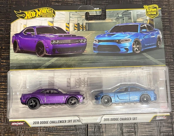 Hot Wheels Premium 2'Li Paket 2018 Dodge Challenger Srt Demon / 2015 Dodge Charger Srt Ride On Toy M ürün görseli 1