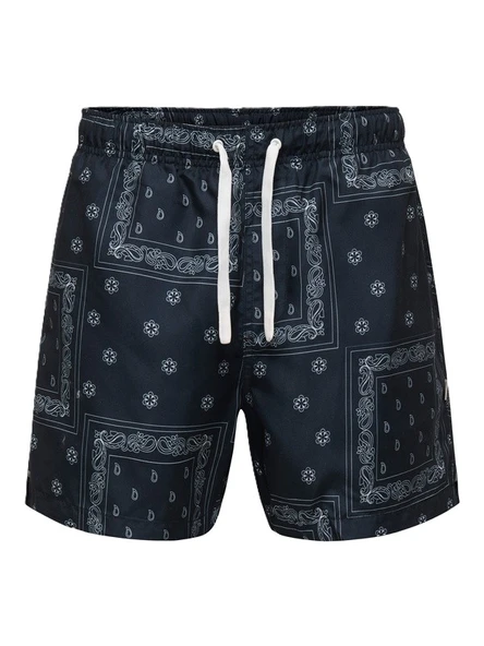 Only & Sons   ONSBASILE LIFE SWIM SHORT AOP CS Erkek Siyah Deniz Şortu - 22035603 ürün görseli 1