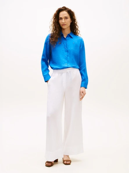 Tommy Hilfiger   ESS LINEN RELAXED SHIRT Kadın Mavi UK Gömlek - WW0WW44679 ürün görseli 1