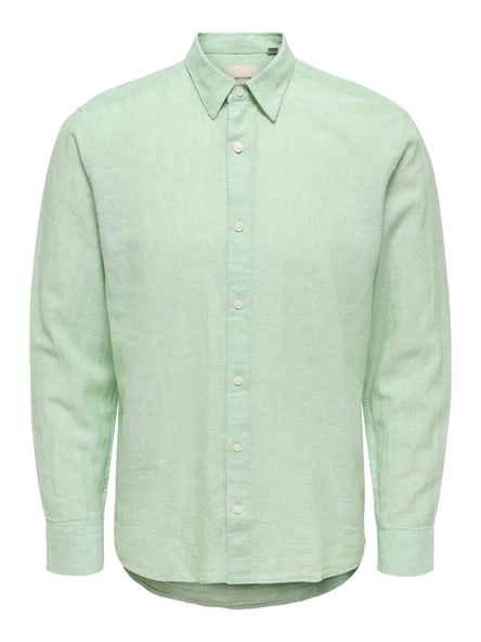 Only & Sons   ONSCAIDEN LIFE LS SOLID LINEN BLEND NOOS Erkek Yeşil Gömlek - 22012321 ürün görseli 1