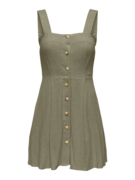 Only   ONLSIESTA LINEN BL SHORT STRAP DRESS PNT Kadın Yeşil Elbise - 15370390 ürün görseli 1