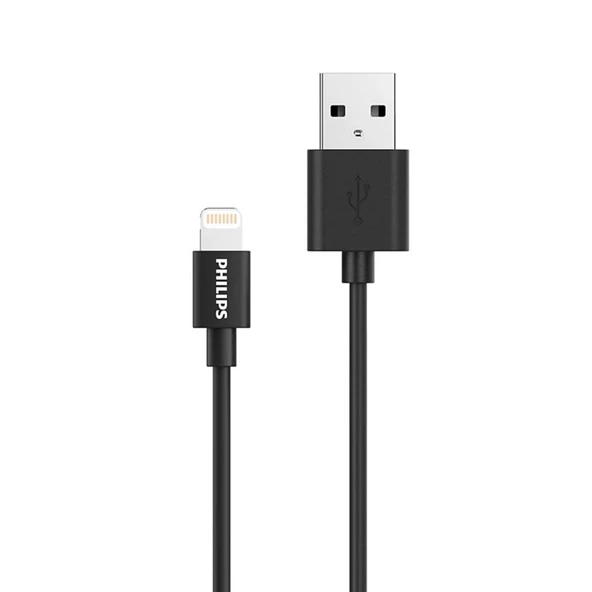 Philips Apple Mfi Lisanslı UsbA to Lightning Hızlı Şarj ve Data Kablosu 1.2m Siyah DLC3104V ürün görseli 1