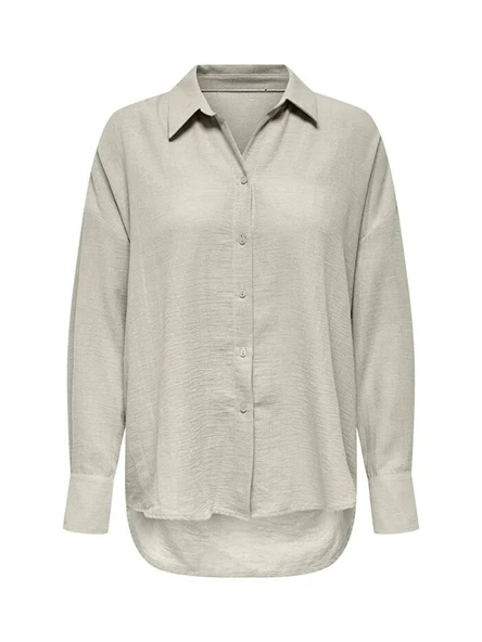 Only   ONLBOLZANO L/S OVERSIZE SHIRT MOCH PNT Kadın Bej T-Shirt - 15353544 ürün görseli 1