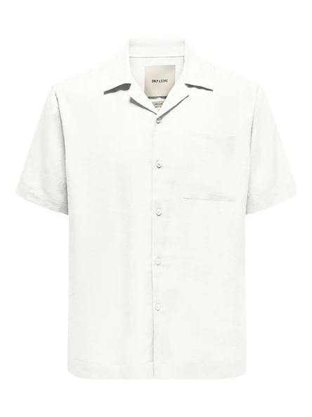 Only & Sons   ONSLAURENCE LINEN RESORT COLLAR SS NOOS Erkek Beyaz Gömlek - 22036242 ürün görseli 1