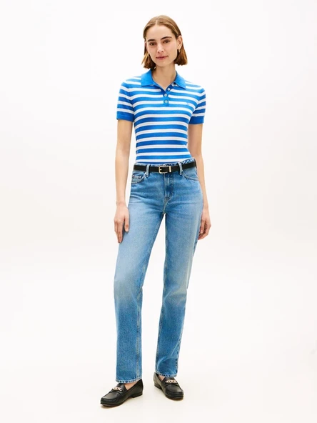 Tommy Hilfiger   LIGHT LAYERING S/S POLO SWEATER Kadın Mavi Polo - WW0WW48503 ürün görseli 1