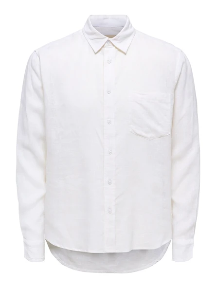 Only & Sons   ONSLAURENCE LS LINEN BLEND SHIRT Erkek Beyaz Gömlek - 22036239 ürün görseli 1