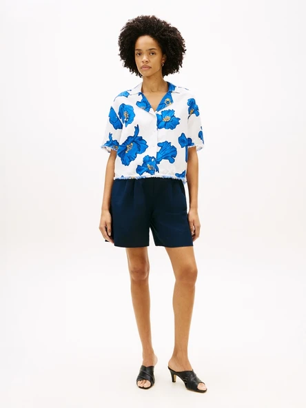 Tommy Hilfiger   FRAYED VIS/LINEN SS SHIRT Kadın Beyaz KK Gömlek - WW0WW48924 ürün görseli 1