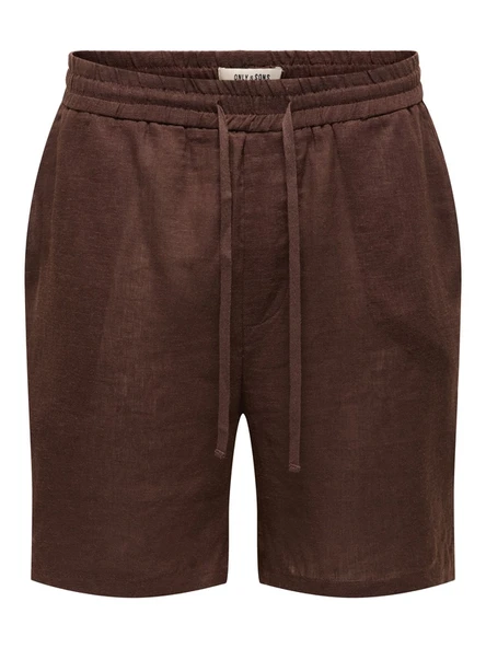 Only & Sons   ONSLAURENCE LINEN BLEND SHORTS NOOS Erkek Kahverengi Şort - 22036246 ürün görseli 1