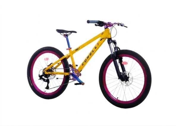 Corelli Jump Up - 26 Jant 13'' Kadro 9 Vites Dağ Bisikleti - Sarı / Mor Rainbow Siyah ürün görseli 1