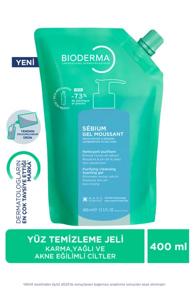 Bioderma Sebium Foaming Gel Refill 400 ml ürün görseli 1
