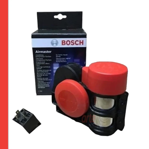 Bosch Ferrari Korna 12V Çift Tonlu Kompresörlü Röleli | Güçlü Ses | Evrensel Uyum ürün görseli 1