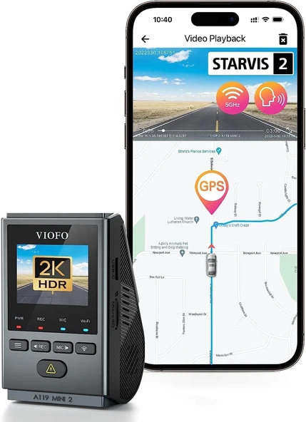 Viofo A119 Mini-2 Hdr 2K 60Fps 5Ghz Wifi Ve Gps'Li Araç Kamerası ürün görseli 1