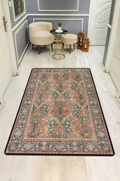Etnik Desenli Dijital Baskı Kaymaz Taban Halı H0939 RENKLİ 80 X 300 ürün görseli 1