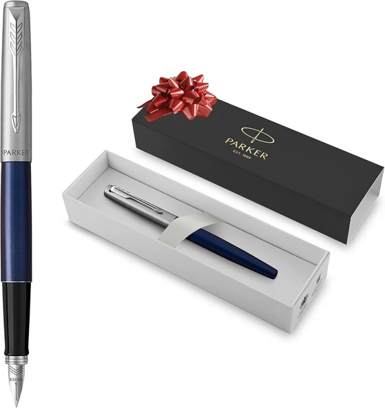 Parker Jotter Mavi Krom Tasarımlı Dolma Kalem, Orta Kalınlıkta Uç, Mavi Mürekkep ürün görseli 1