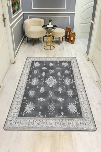 Vintage Desenli Dijital Baskı Kaymaz Taban Halı H0732 RENKLİ 100 X 300 ürün görseli 1