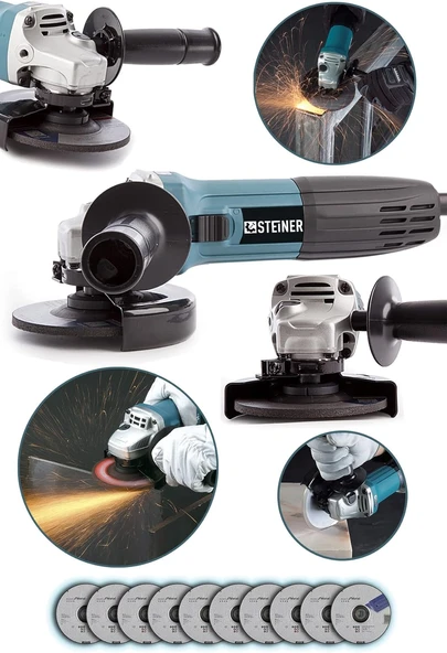 Steiner Alman 2400 Watt Profesyonel Avuç İçi Spiral Taşlama Makinesi 125 Mm + 10 Disk ürün görseli 1